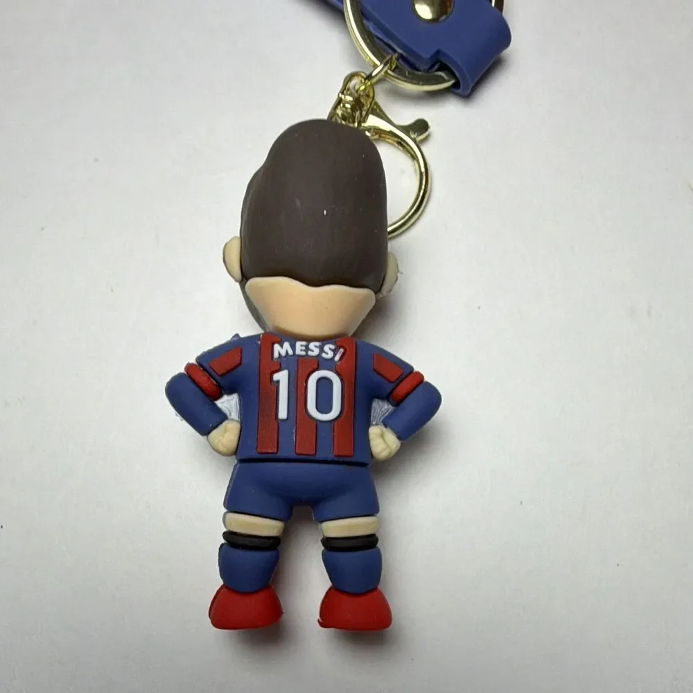 Messi Football Keychain Set w/ Figure & #10 Jersey Charms, Blue Straps